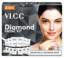 VLCC Party Diamond Facial Kit - Single Use | Salon Like Facial at Home in Just 6