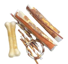 Pet Dog Treats Turkey tendon bone long lasting Rawhide Bones Variety Pack 9 Ct