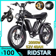 RIDSTAR Electric Bike 2000W 52V40AH 20" Mountain E-Bike Fat Tire E-bicycle Adult