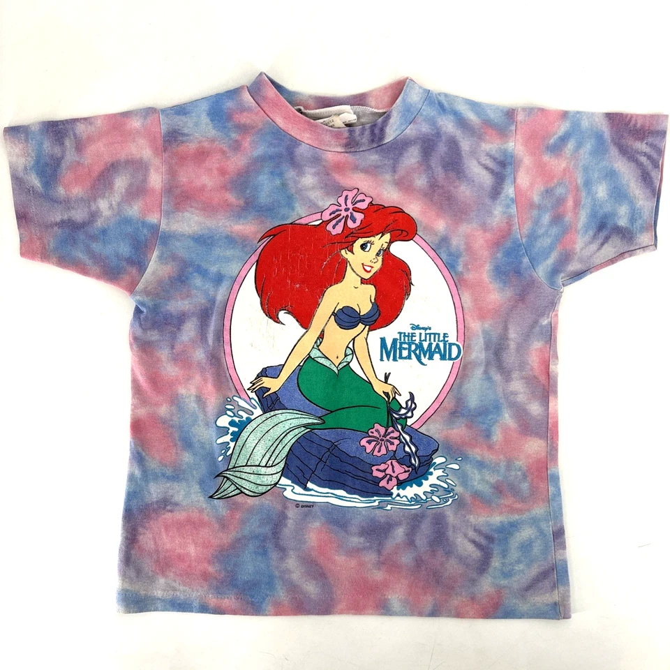Vintage 90s Disney The Little Mermaid T-Shirt Ariel Tie Dye Girls Large 10/12 - Image 2 of 4