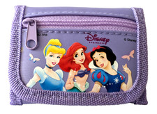 Disney Princess Ariel Snow White Cinderella Tri Fold Kids Wallet New