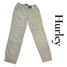 Hurley Youth Jogger Boys 18/20 Khaki Nylon Stretch Tapered Elastic Cuff Classic