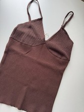 Stylish Zara ribbed knit size M cami top in a beautiful chocolate brown shade.