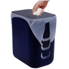 Luup Bathroom Wastebasket, Secure Grocery Bags, Plastic Garbage Container for Va