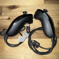 Black Nunchuck Nintendo Wii / U OEM GENUINE OFFICIAL RVL-004 Controller Remote