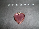 STEUBEN GLASS Lavender Heart Pendant or Charm - Good Condition