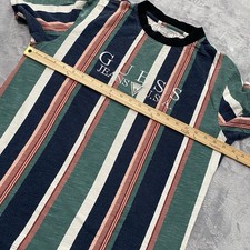 T-shirt Vintage GUESS Jeans Jaune Uni - Taille L - 'USA' Brodé - Années 90 - Occasion Très Bon état