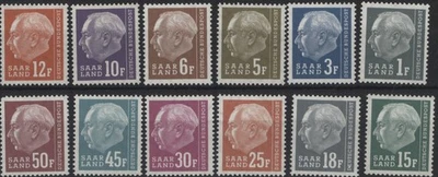Saar 1957 Heuss (with f) part set - 12 values, mint LMM - Image 1 of 2