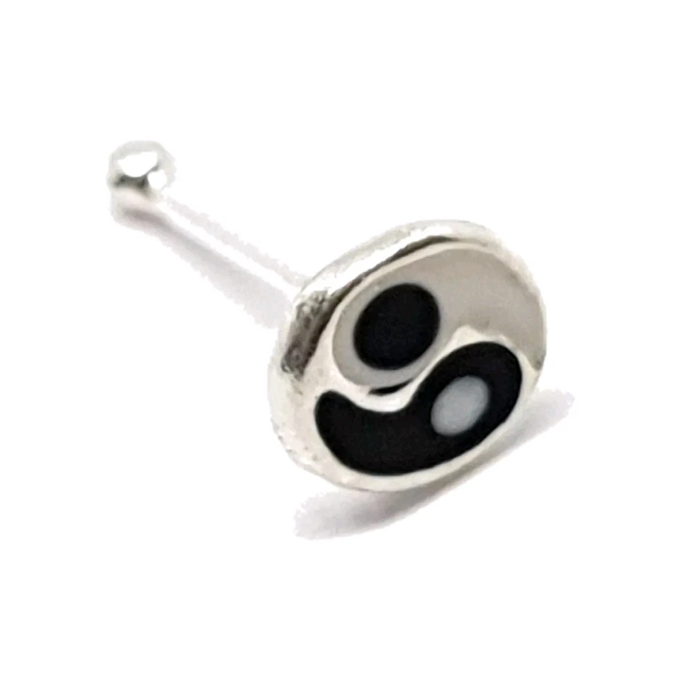 Yin Yang Naso Stud Argento Sterling 925 Smalto 4mm Stud Ball Stay Body Jewellery - Immagine 2 di 4