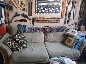 Beige Suede Leather Sofa 3-Seater for Living Room