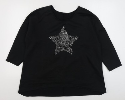 Pfauen Damen Pullover Sweatshirt schwarz Polyester Größe L Pulli
