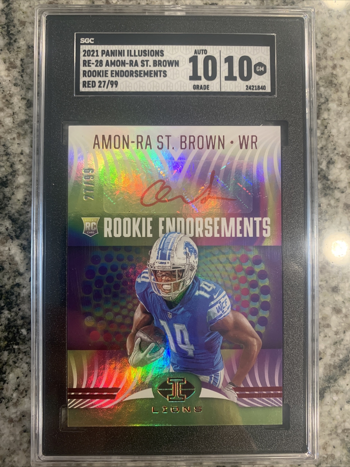 Amon-Ra St. Brown Panini Origins Rookie Patches #RPASB Red