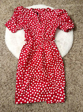 Choon California Womens Dress Red Polka Dot Vintage Style Pockets Small Teacher