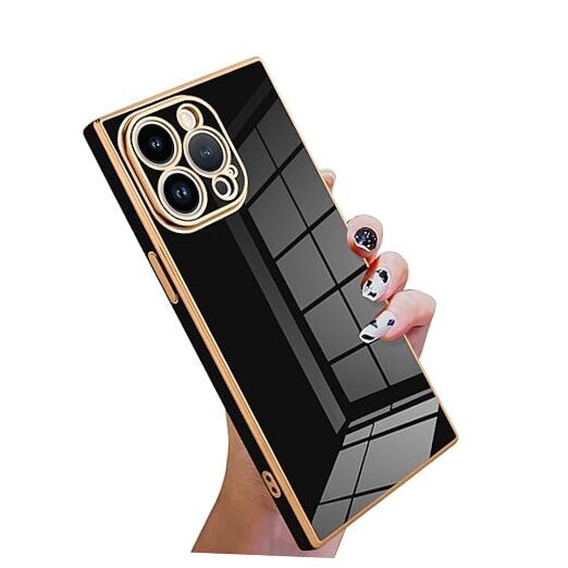 Case Compatible with iPhone 15 Pro Luxury Cute Plating Design Case Full Black