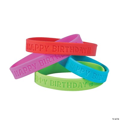 12er Pack - Happy Birthday Gummi Armbänder - Dress Up Party Tasche Füllung