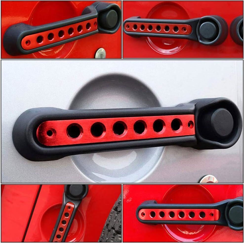 Aluminum Door Grab Handle Inserts Cover Trim for 2007-2018 Jeep Wrangler JK