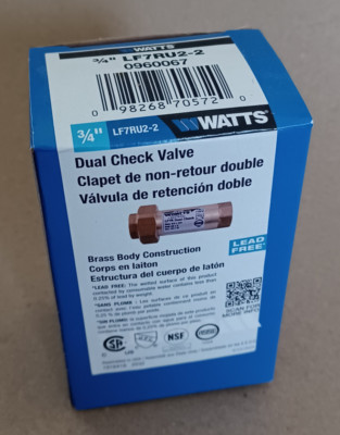 Watts Dual Check Valve 3/4'' LF7RU2-2 0960067 3/4in. Brass Backflow Preventer