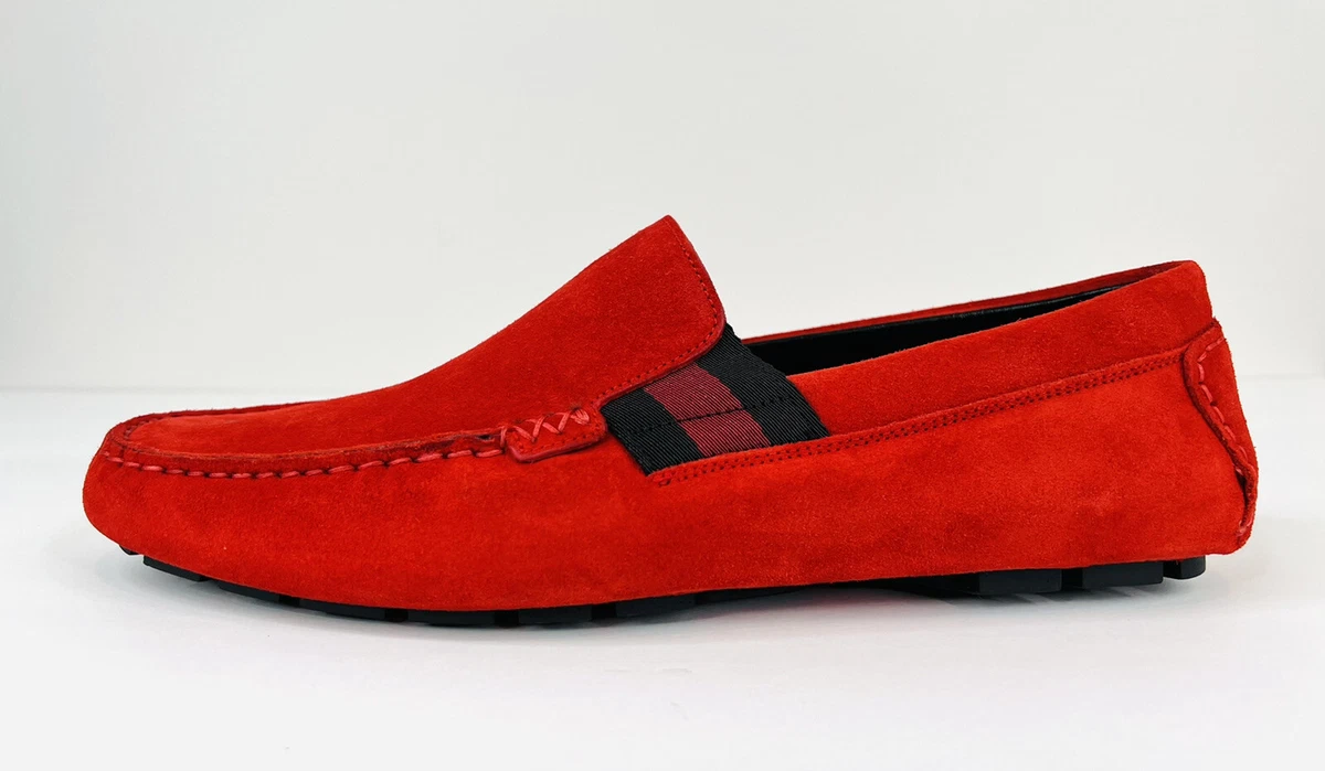 Leather driver shop with web gucci