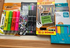 Lot of 4 packs of BIC Highlighters, Pencils, and Mechanical Pencils