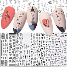 Valentines Day Nail Stickers, 3D Self-Adhesive Valentines Nail Decals Black Lip