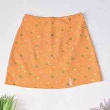 Abound Women's Orange Asterisk Floral Linen Mini Skirt Size XS