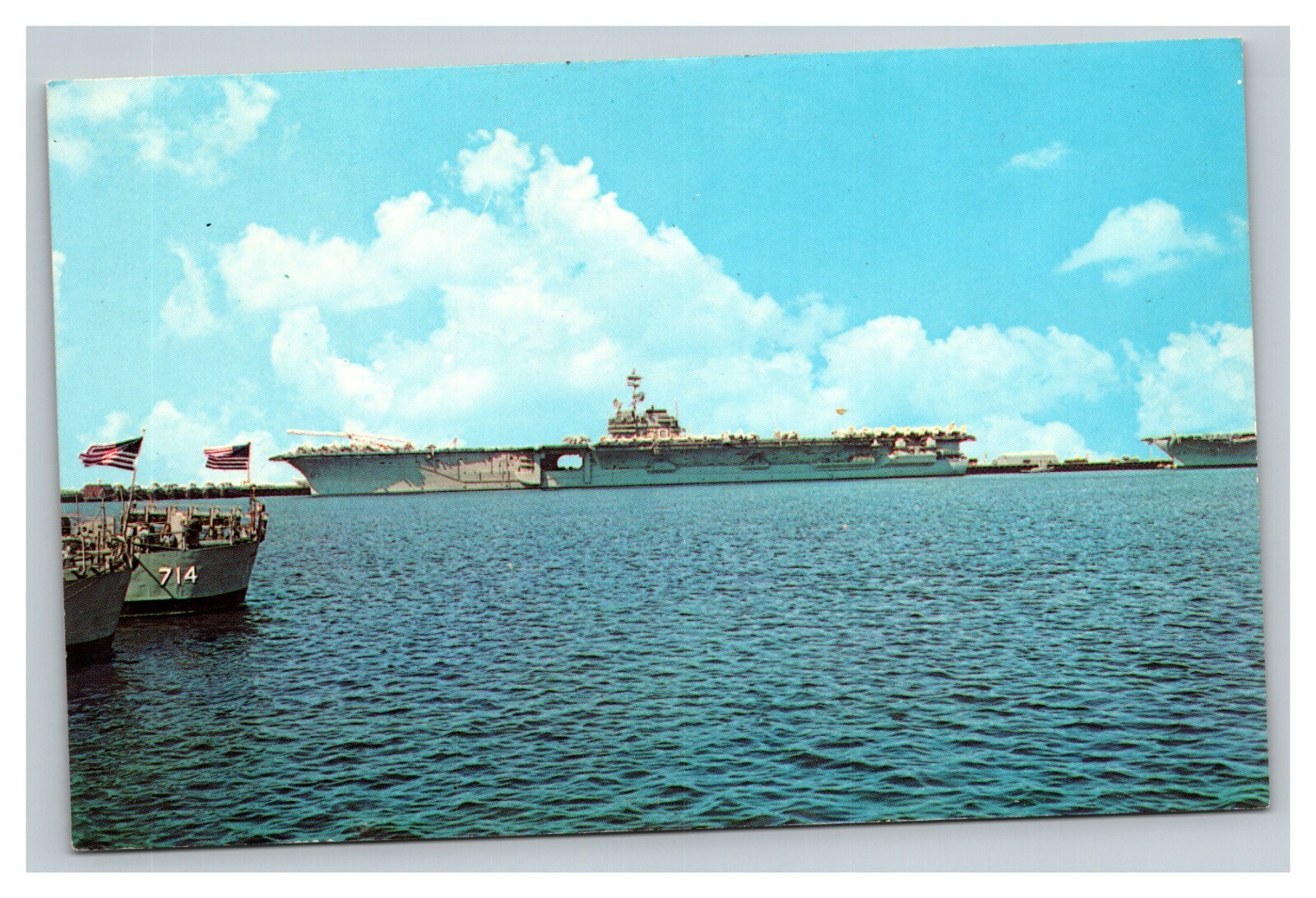 Vintage 1960's Postcard Aircraft Carrier Mayport Naval Station