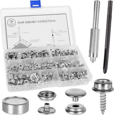 CreekCove Marine Canvas Snap Button Kit 228 Piece - Grade Stainless... 