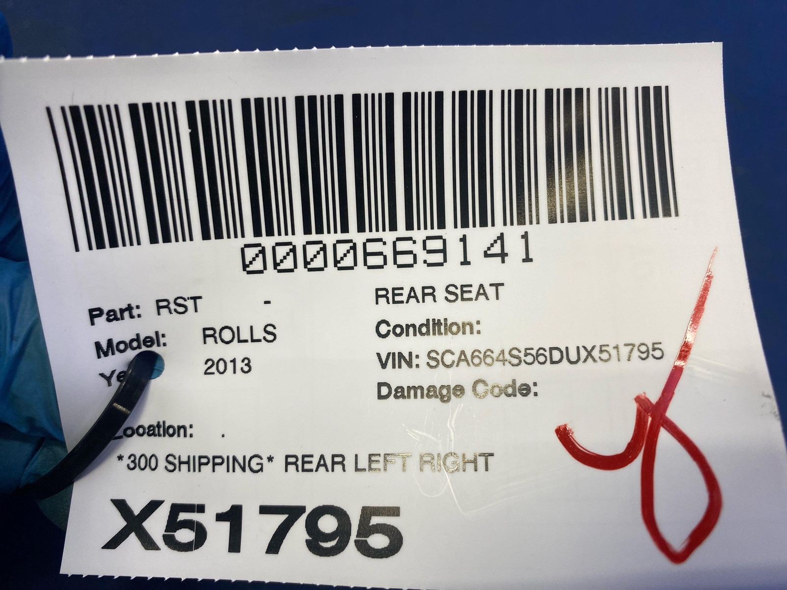 2009-2014 ROLLS ROYCE GHOST REAR LEFT RIGHT UPPER SEAT CUSHION ASSY W/ HEAD REST