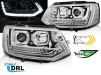 Scheinwerfer Paar VW T5 10-15 Led Tubelight DRL Chrom