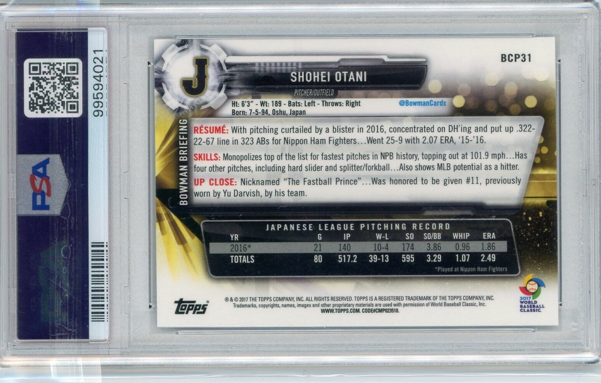 2017 Bowman Chrome Mega Box Mojo Refractor #BCP31 Shohei Ohtani