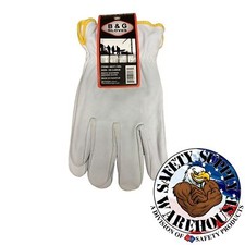 3XL White Fleece Lined Insulated Goatskin Top Grain Leather Work Gloves