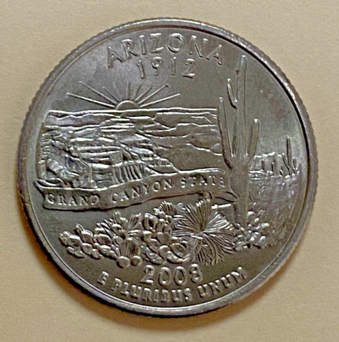 2008 P Arizona Quarter Die Breaks/Chips Double Die Lettering Extra Cactus Errors - Picture 2 of 19