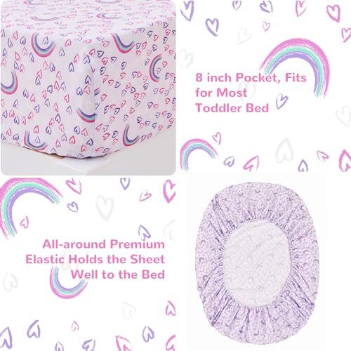 Toddler Bedding Set, 4 Piece BedinaBag Toddler Comforter Sets Purple