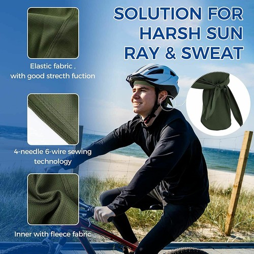 Sports Cooling Durag Skull Cap Headwear Do Rag Bandana Headband Beanie Hat Wrap - Picture 3 of 18
