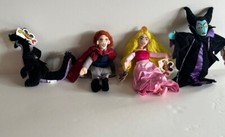 Disney Store Sleeping Beauty Bean Bag Plush Aurora, Maleficent  - Lot Of 4 - NWT