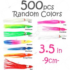 500pcs 3.5" Squid Skirt Trolling Fishing Octopus soft lure 9cm Random colors