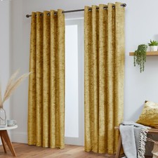 Image of Crushed Velvet Curtains Pair Eyelet Ring Top Fully Lined- Black - Silver - White