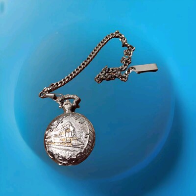 Locomotive Railroad Insp. Pocket Watch Quartz Embossed (New Battery Fitted)Vtg