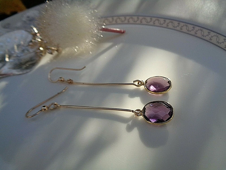Amethyst Ohrringe Gold 14K Gold Filled Goldohrringe Amethyst - Bild 2 von 4