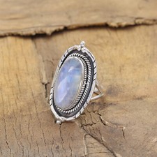 Solid 925 Sterling Silver Natural Moonstone Ring Gemstone Jewelry For Her J 87