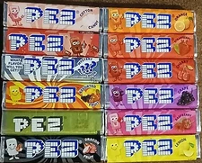 12 PACKS ASSORTED PEZ CANDY - COTTON CANDY, DRAGON FRUIT, COLA, MYSTERY? & MORE