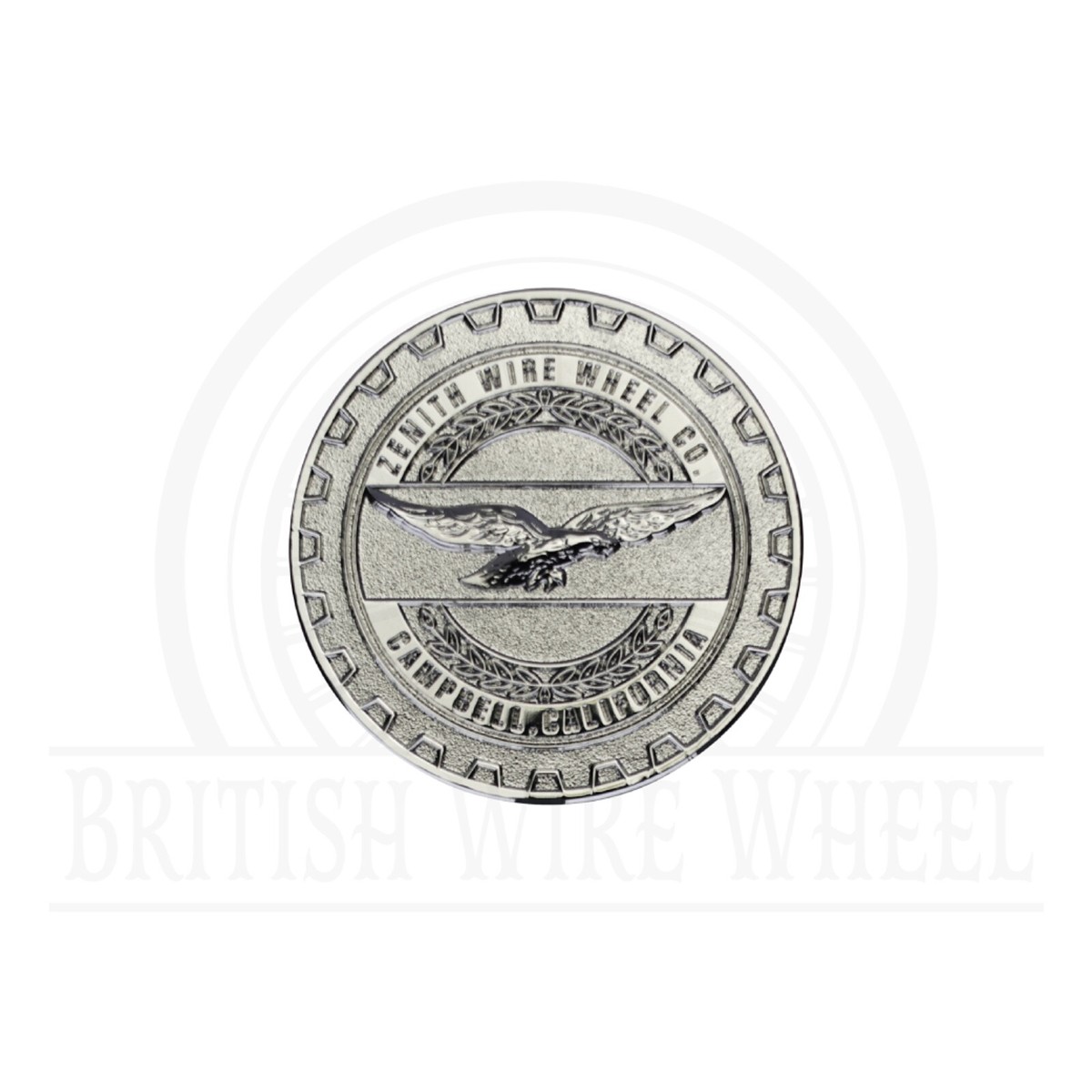 Zenith Chrome 3D Metal Wire Wheel Knockoff Chip Emblems | 2.25