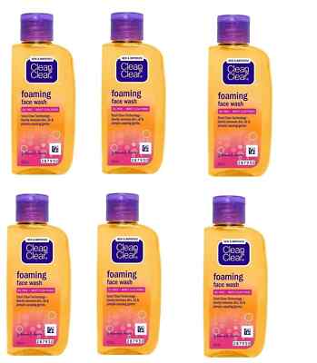 6 x Clean & Clear Foaming Face Wash used for oily and pimple prone skin of 50ml