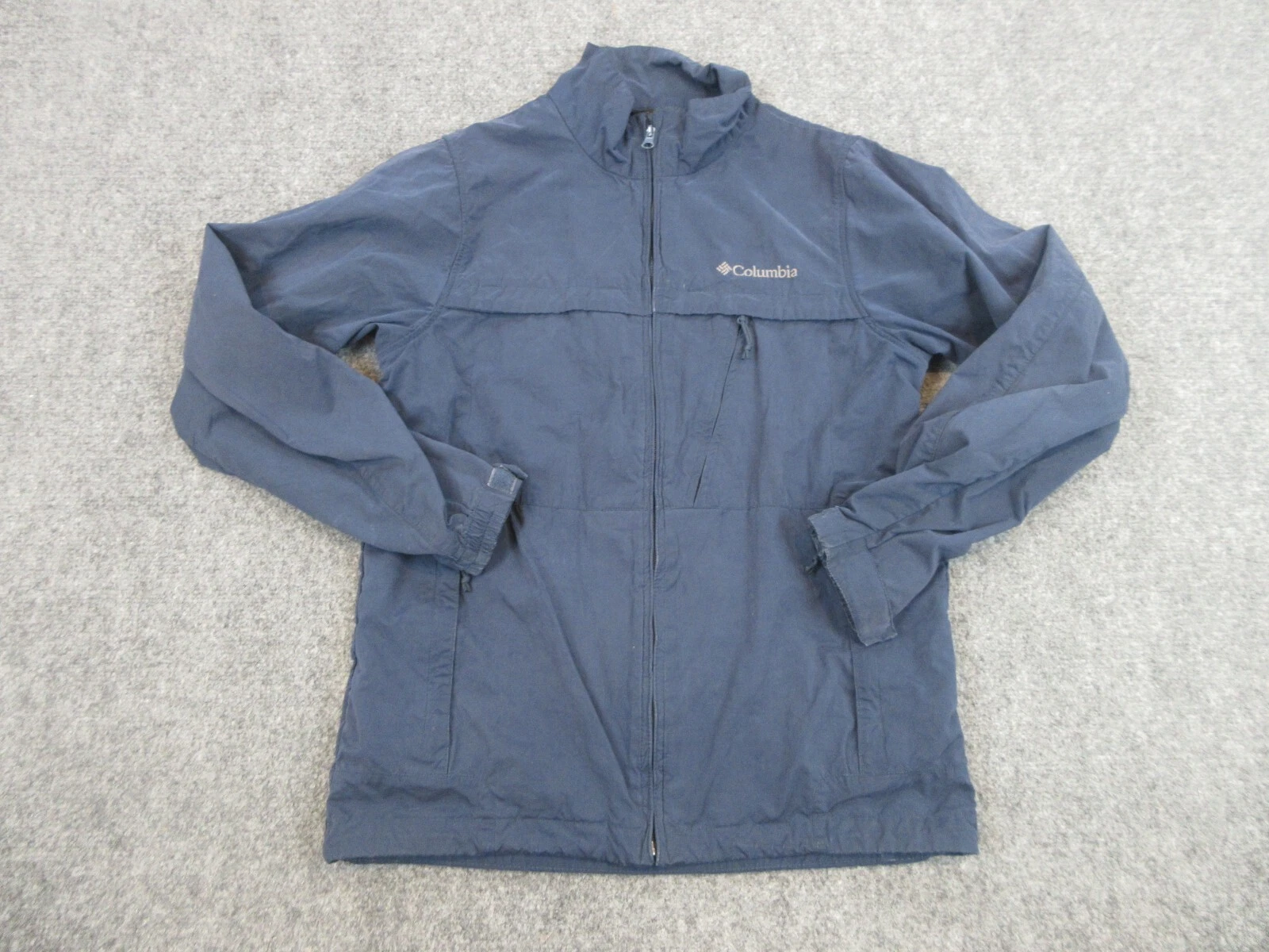 Columbia Jacket Mens Adult Small Blue Outdoors Windbreaker Full Zip Pocket
