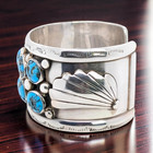 ESTATE NATIVE AMERICAN STERLING SILVER TURQUOISE 7 1/8" CUFF BRACELET #shlf — photo 3