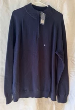 G.H. BASS 1/4 Zip Long Sleeve Pullover Blue Navy Sweater Men's XXL Mock Neck NWT