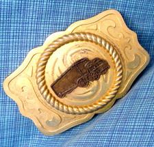 Semi Truck Belt Buckle Cowboy Trucker Western Transport Vintage 80s   .MMR716