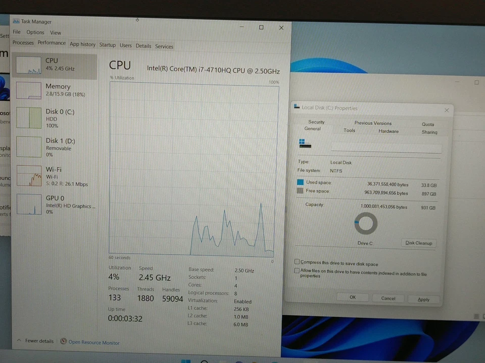 Cyberpower Zeusbook Edge X6 i7-4710HQ 16 GB de RAM 1 TB HDD carga *GEH7C1711A0034 Foto 3 de 4