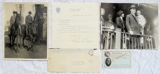 Calvin Coolidge Lot Signed Letter Photos Card Home Town Club Pin Old Antique