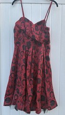 Banjo & Cake Women's Dress Red Black Dress Retro Rockabilly Strapless NWT Sz L